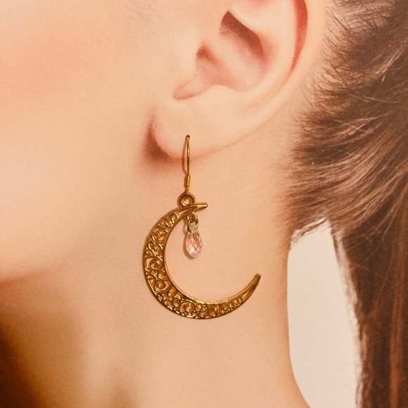 Large Moon Earrings - Picture 3 of 4